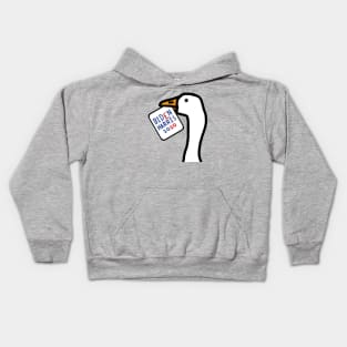 Portrait of a Goose with Stolen Biden Harris Sign Kids Hoodie